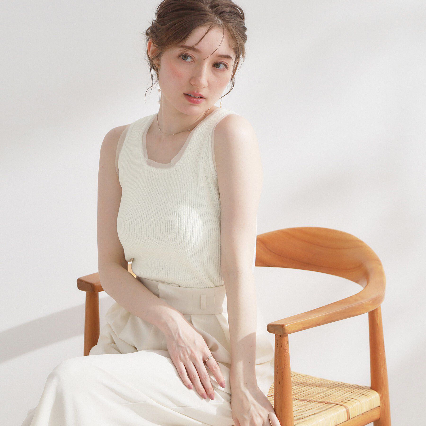Couture broach「チュール付きタンクトップ」|キャミソール|オフホワイト(003