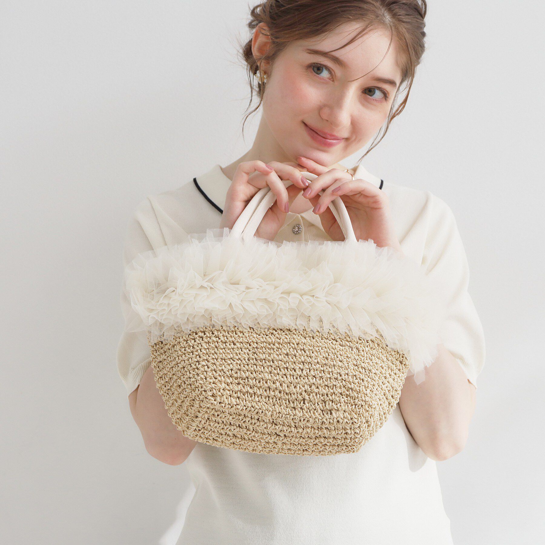 Couture broach「チュールフリルかごバッグ」|ハンドバッグ|