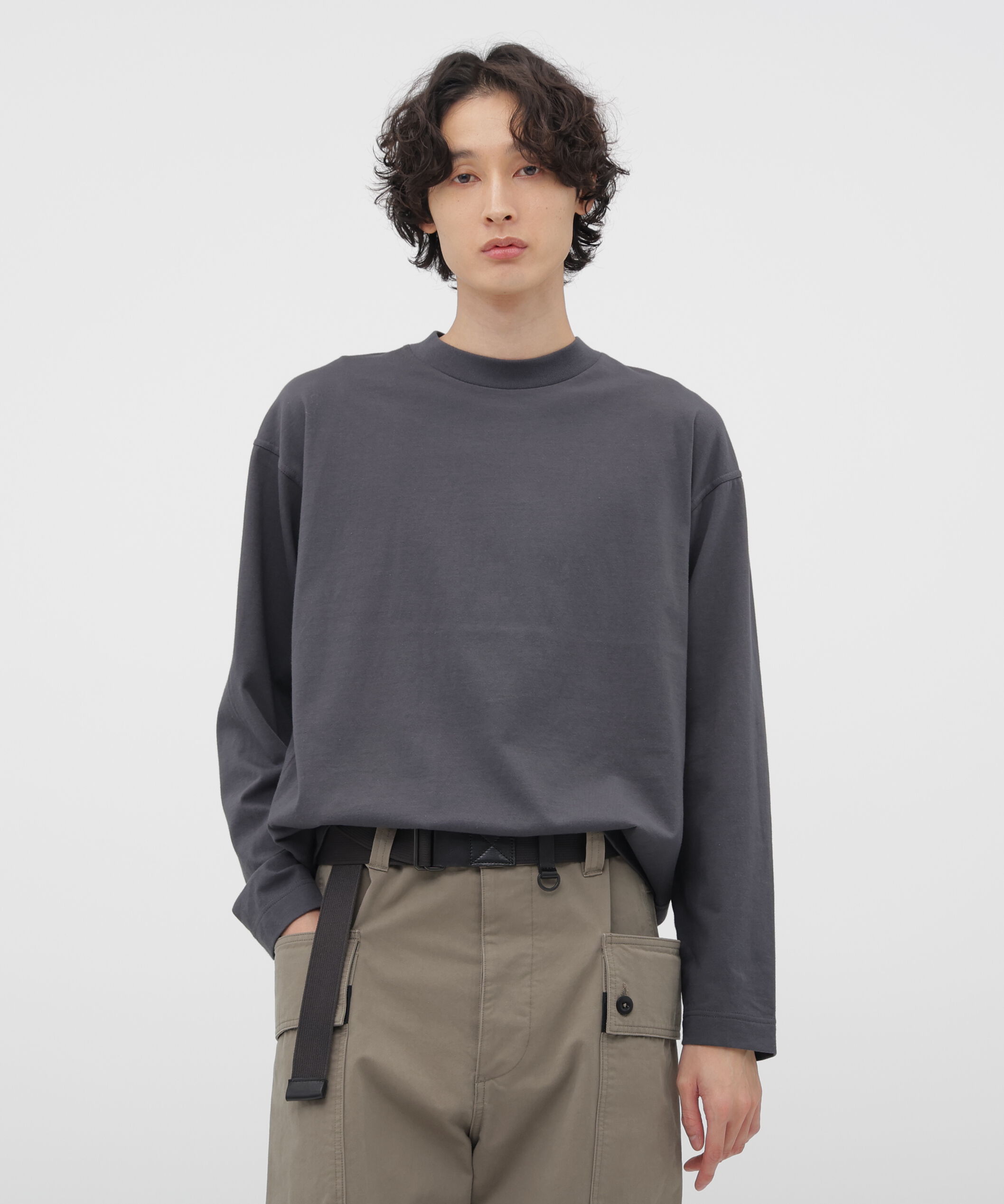 MHL.「SMOOTH COTTON JERSEY TOP」|Tシャツ・カットソー|CHARCOAL3