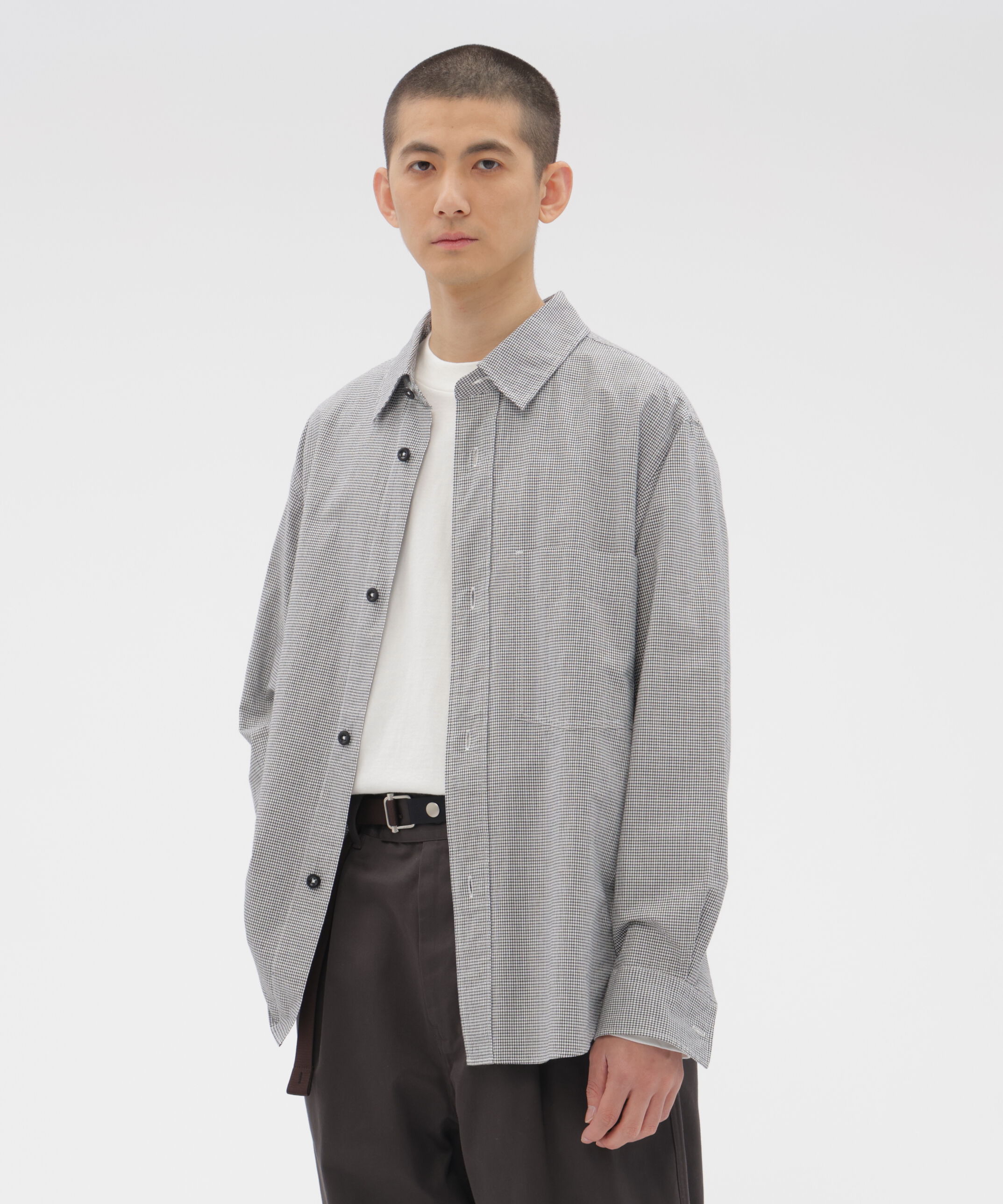 MHL.「TINY GINGHAM COTTON SHIRT」|シャツ・ブラウス|BLACK