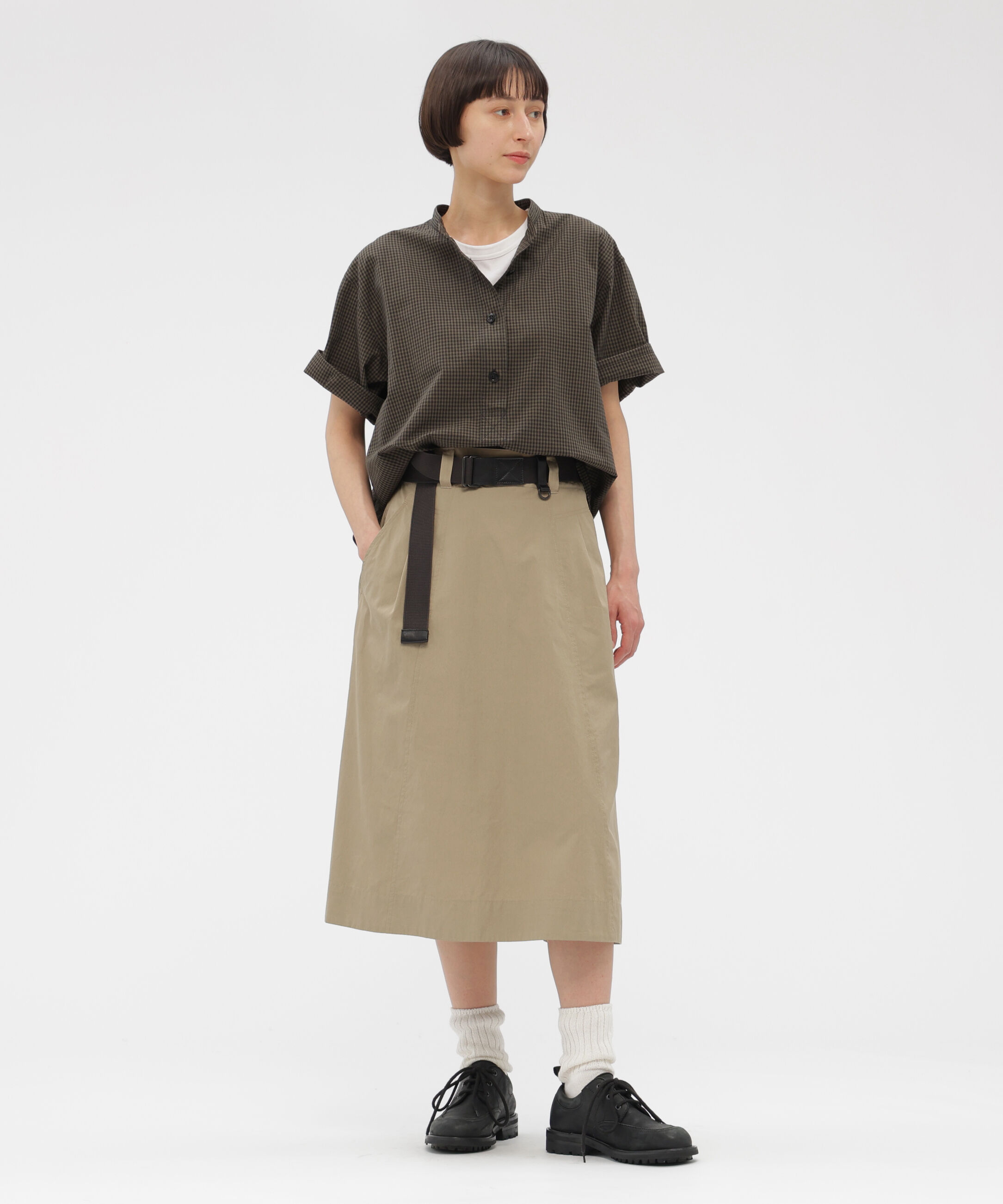 MHL.「FINE COMPACT COTTON POPLIN SKIRT」|スカート|DARK STONE4