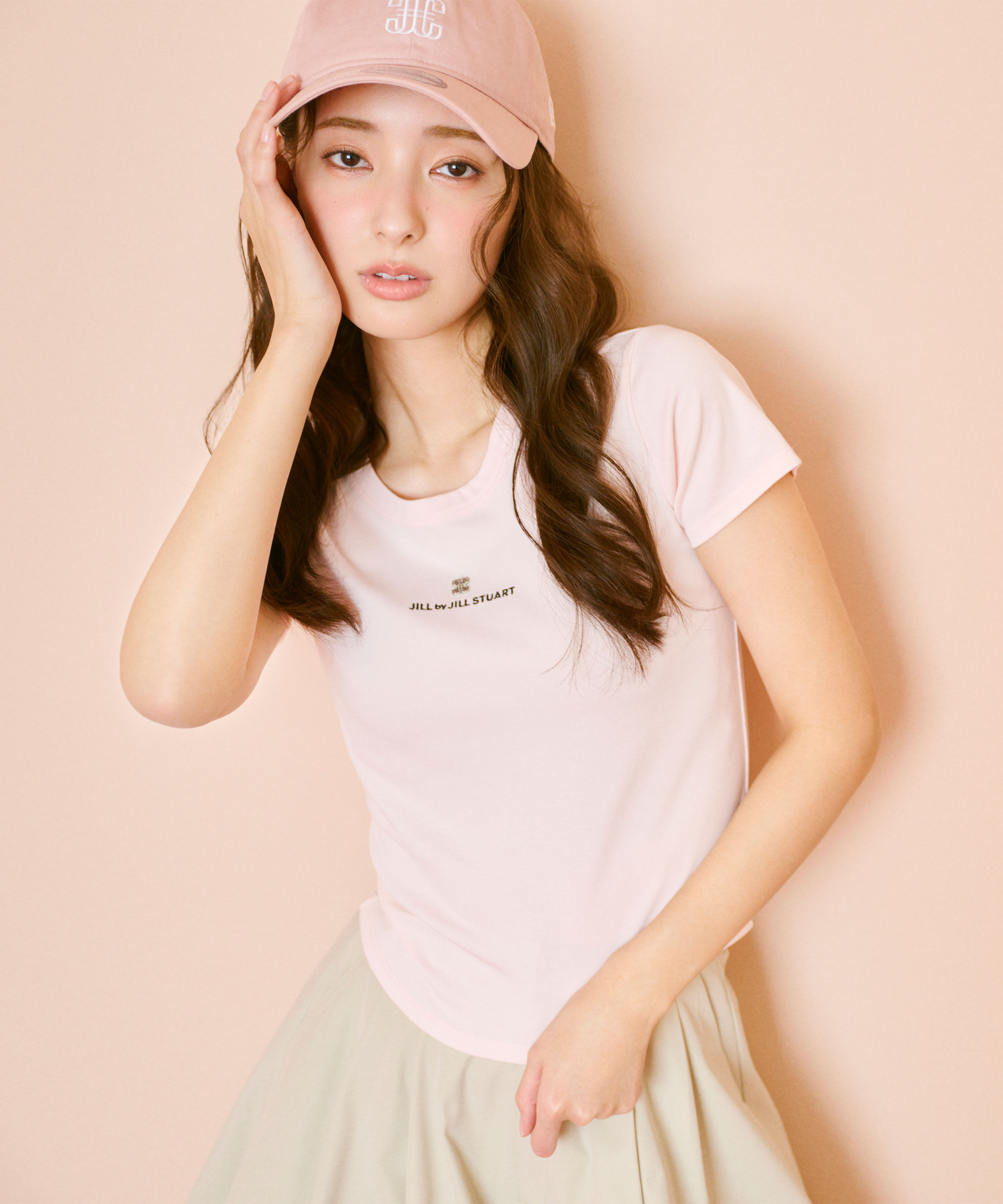  「コンパクトワンポイントロゴTシャツ」|Tシャツ・カットソー|ピンク