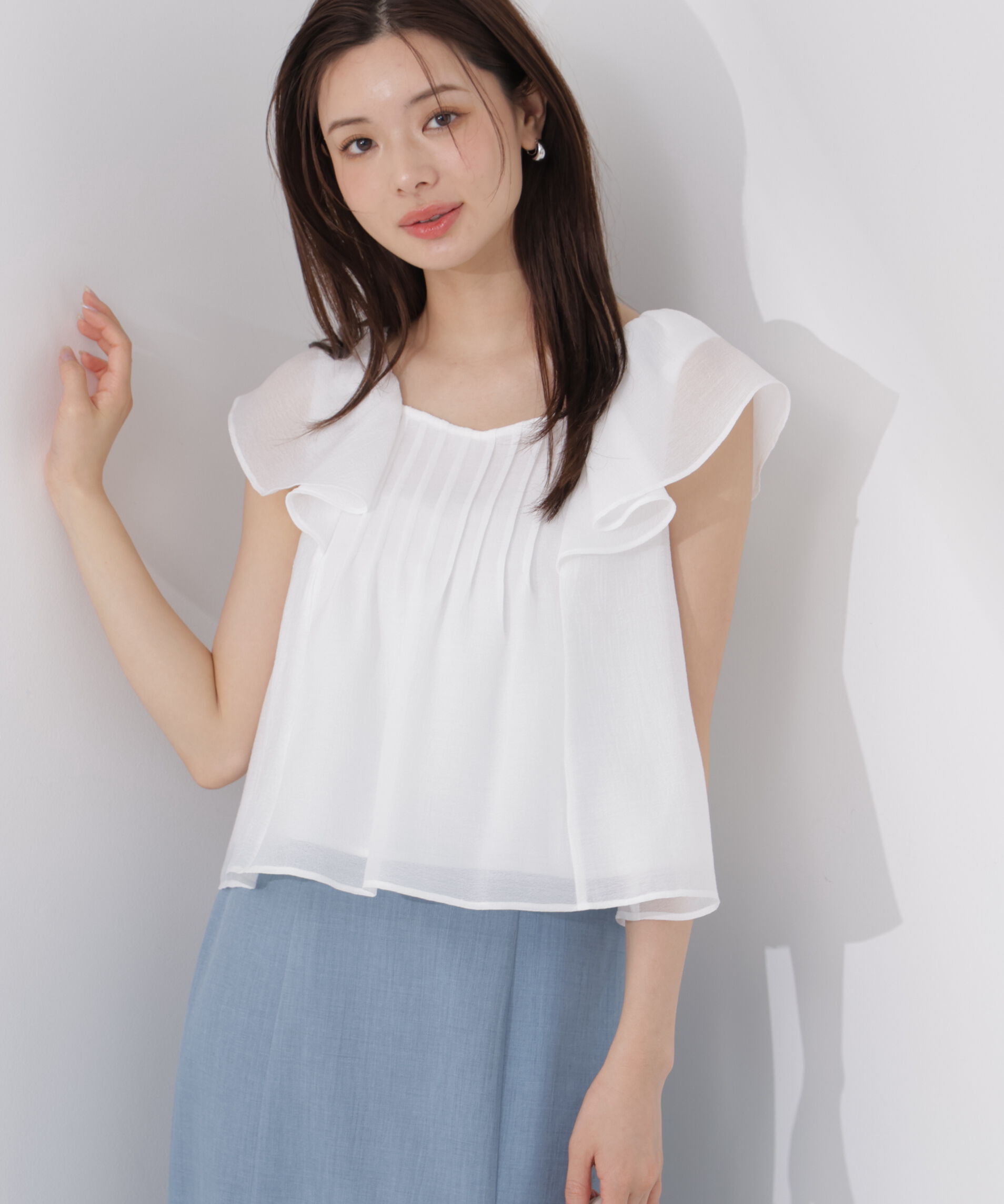 PROPORTION BODY DRESSING「ラッフルスリーブブラウス」|シャツ・ブラウス|ホワイト