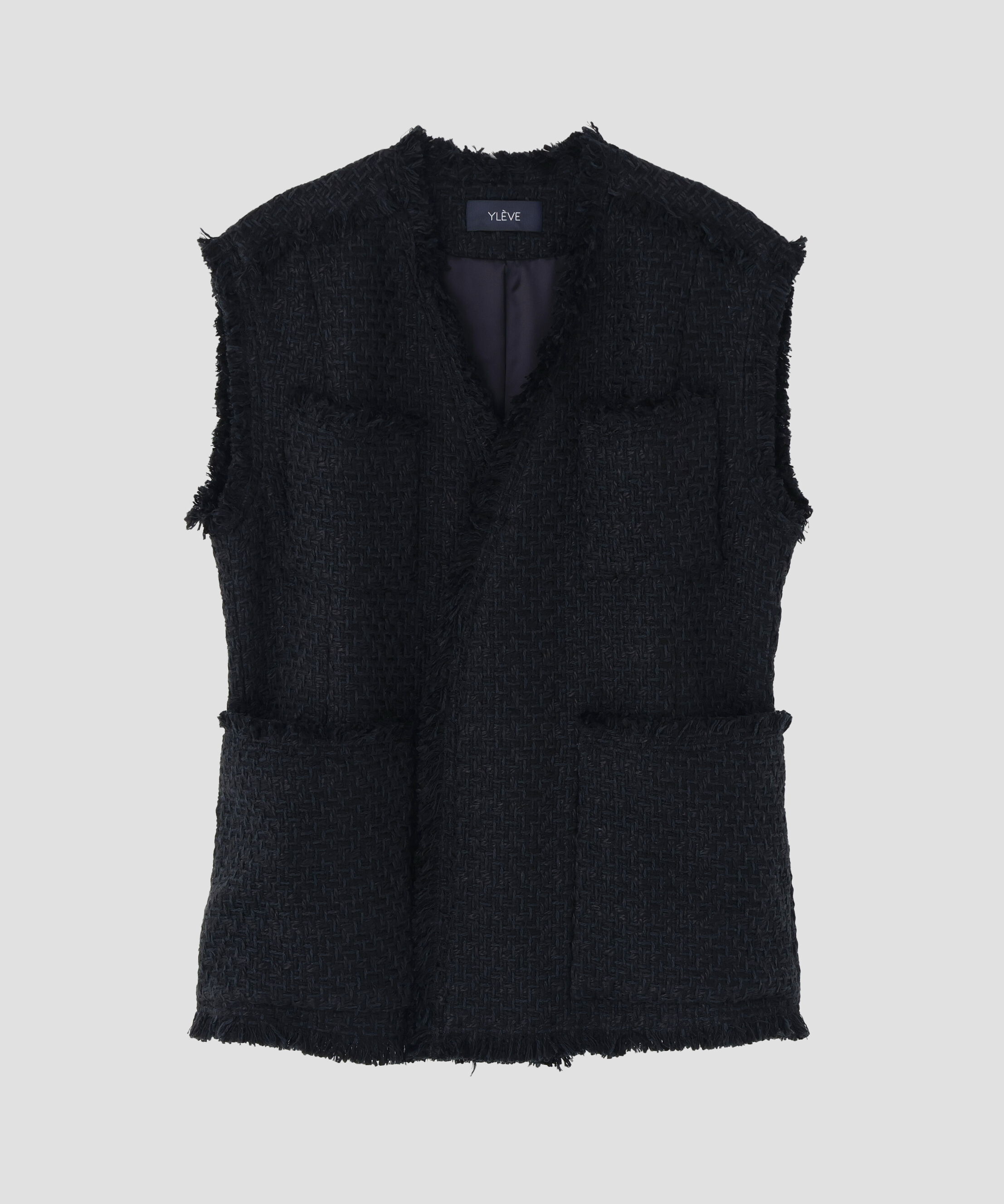 YLEVE 「YLEVE / COTTON LINEN TWEED NO SLEEVE JACKET」|その他|ネイビー