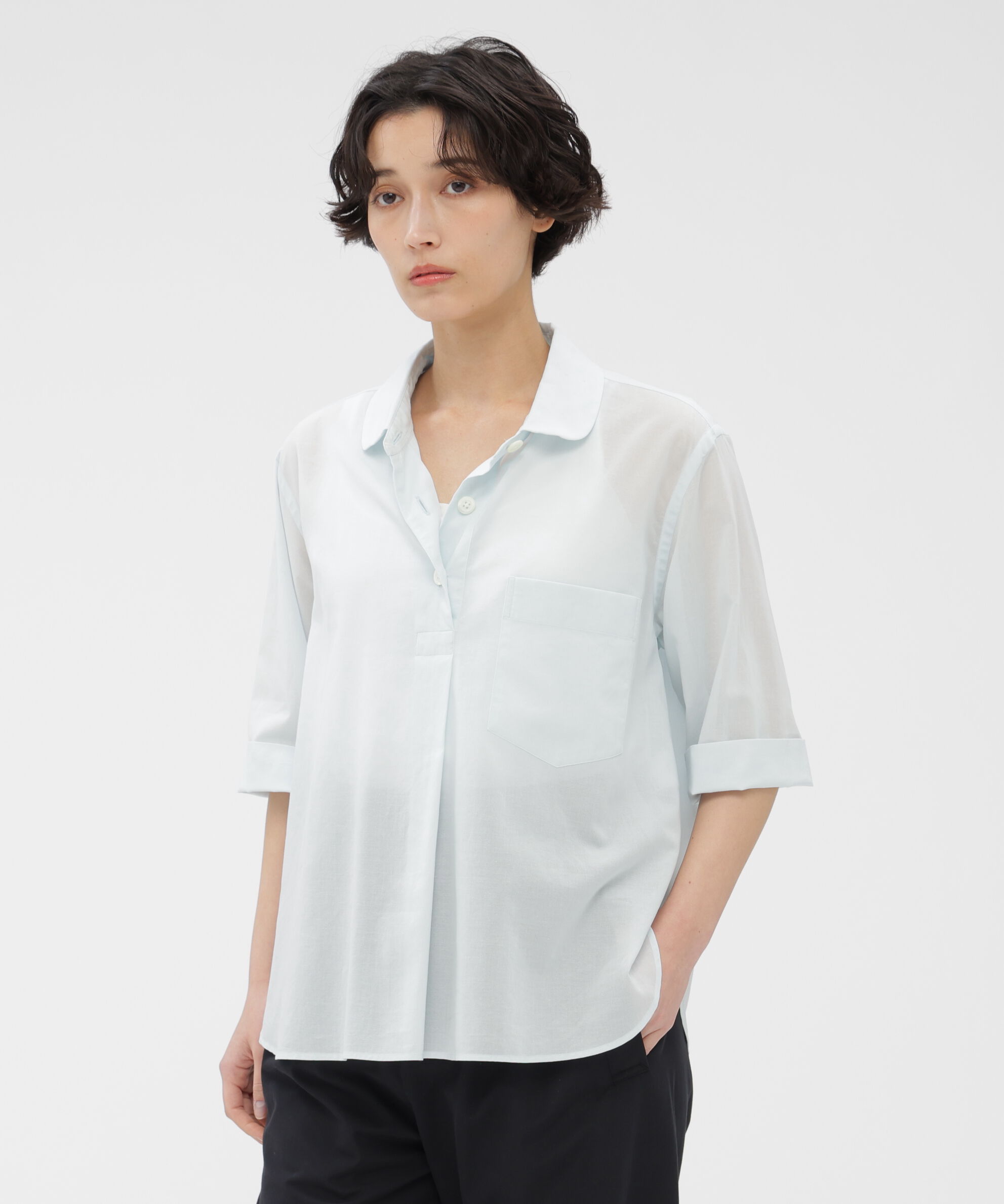  「HIGH TWISTED COTTON VOILE SHIRT」|シャツ・ブラウス|PALE BLUE1