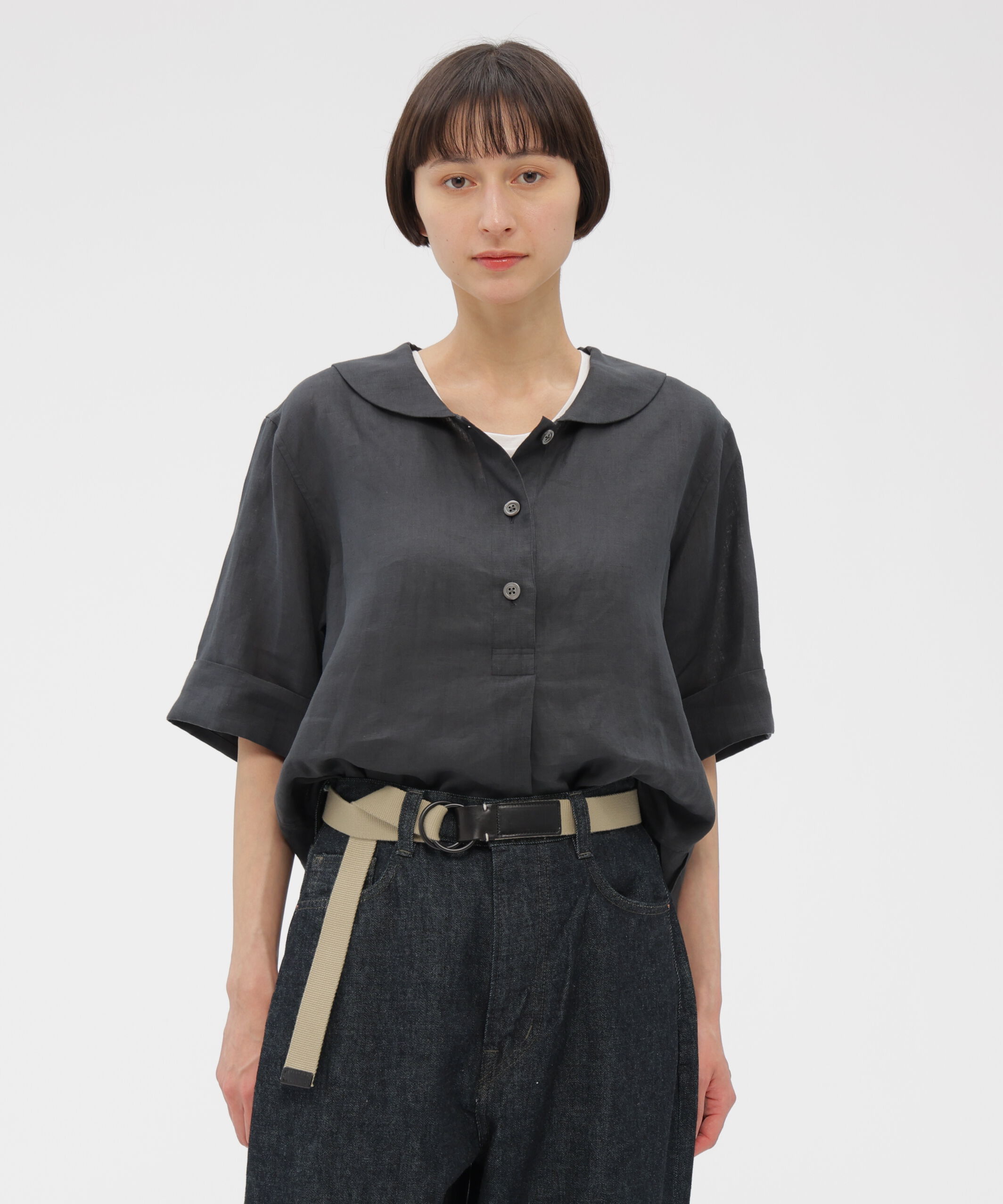  「LINEN VOILE SHIRT」|シャツ・ブラウス|DARK GREEN3