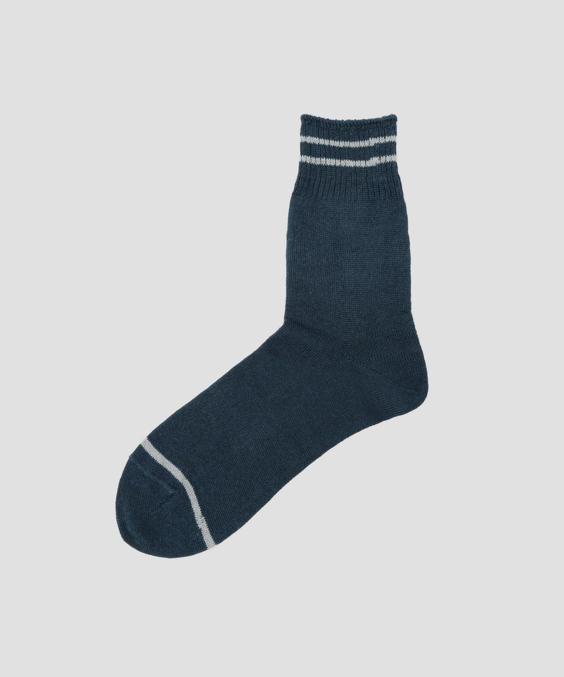 MARGARET HOWELL「LINEN RIB STRIPE SOCKS」|ソックス|DARK BLUE4