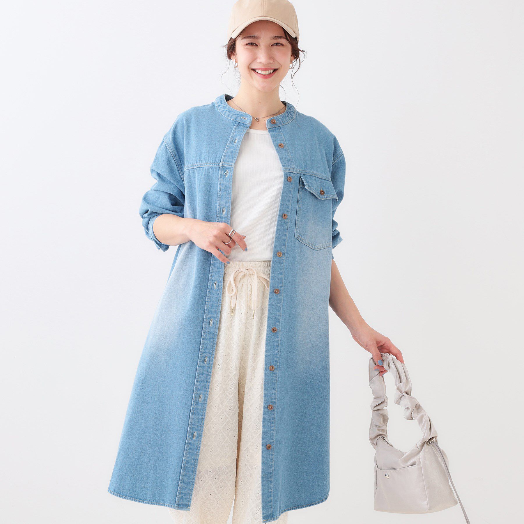 SHOO･LA･RUE「【洗える/体型カバー】デニム シャツワンピース」|ワンピース|ブルー(092)