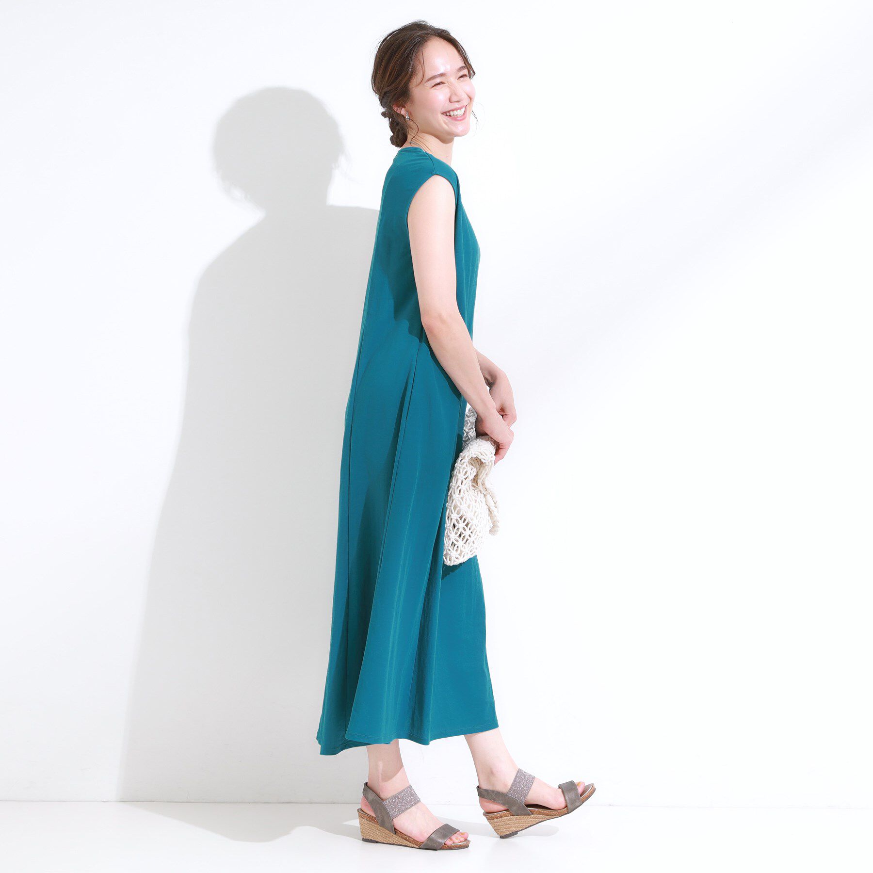 SHOO･LA･RUE「【S-LL/ひんやり】切替ラインですっきりと 1枚で着られるロングワンピース」|ワンピース|