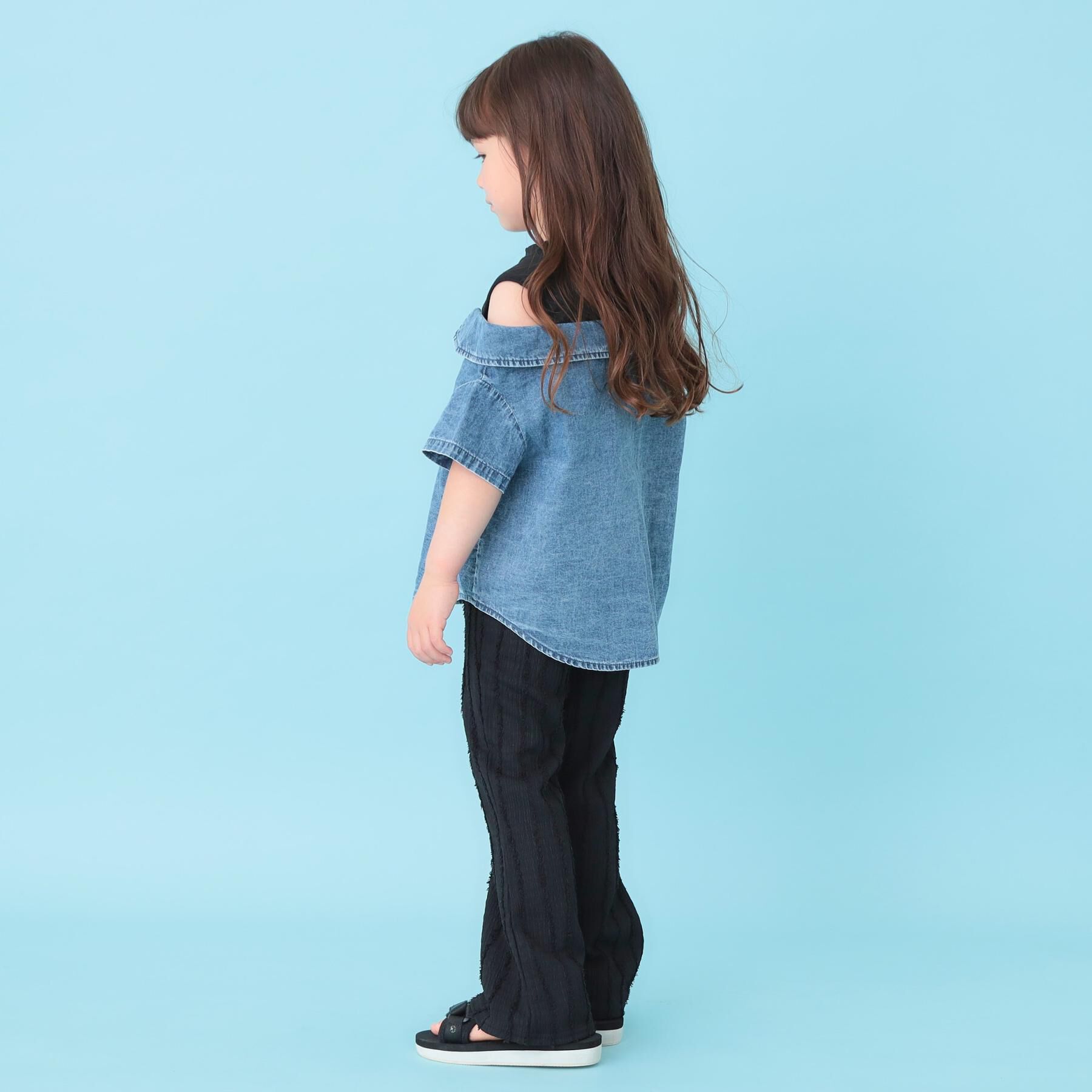 SHOO･LA･RUE「【120-150cm】肩あきデニムドッキングシャツ」|Tシャツ・カットソー|