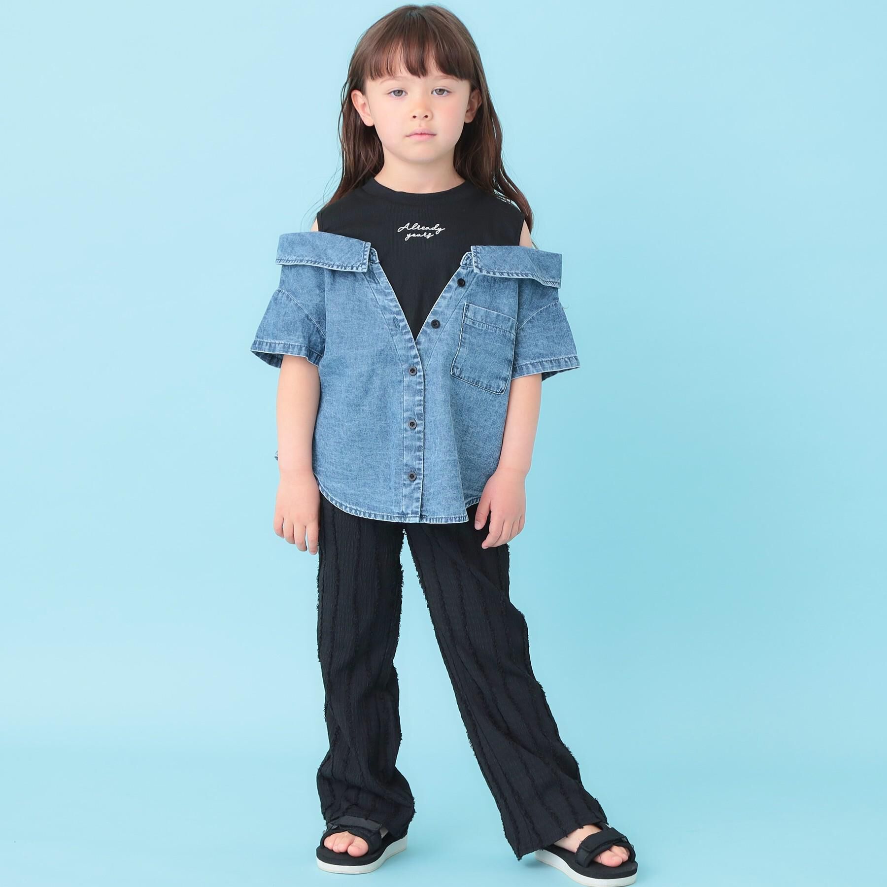 SHOO･LA･RUE「【100-150cm】フリンジジャガードフレアパンツ」|その他|