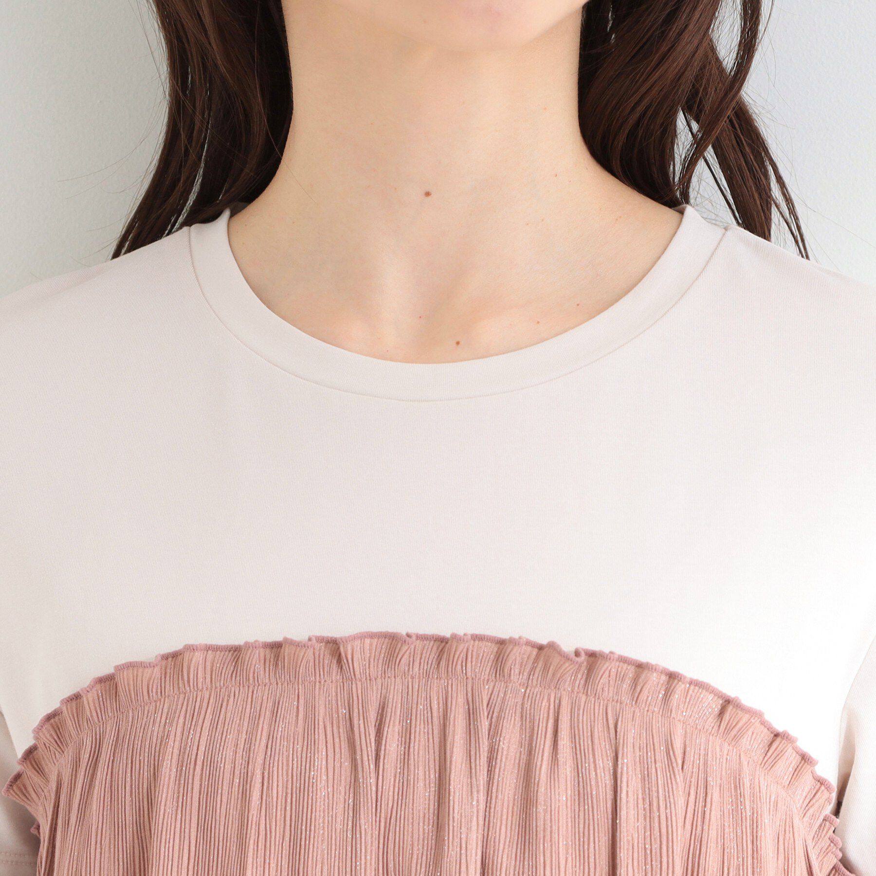 SHOO･LA･RUE「【ひんやり/S-LL】1枚でインせず決まる きらきらビスチェ風Tシャツ」|Tシャツ・カットソー|