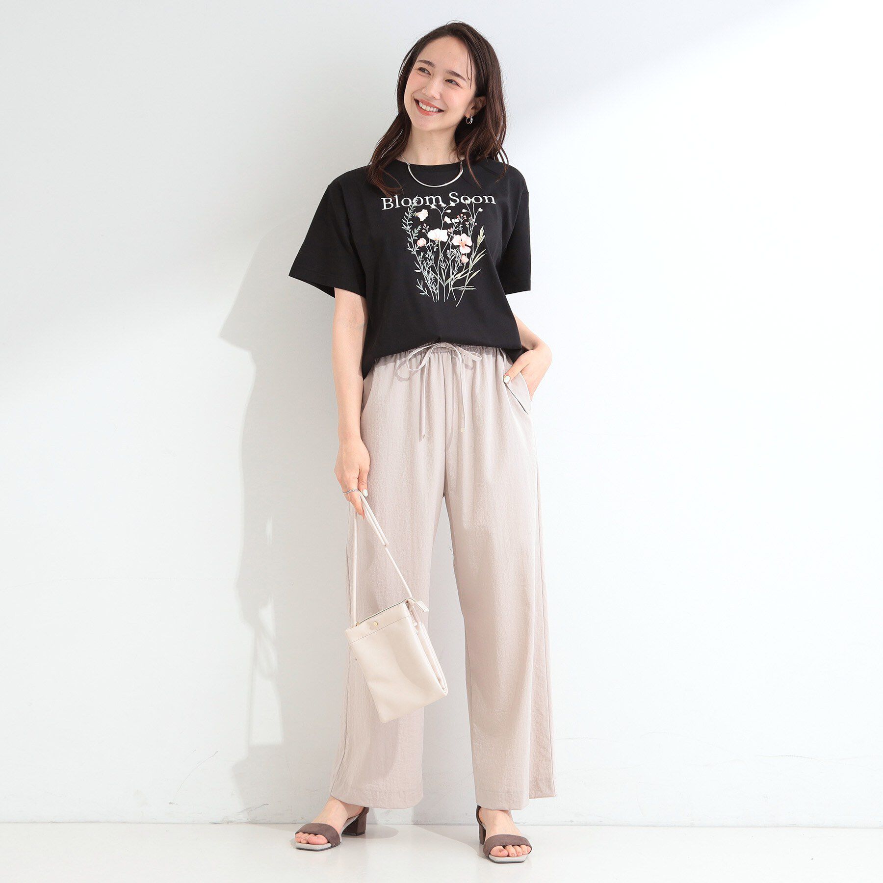 SHOO･LA･RUE「【洗濯機可/S-LL】サラサラ感がここちいい 大人のひんやりプリントTシャツ」|Tシャツ・カットソー|