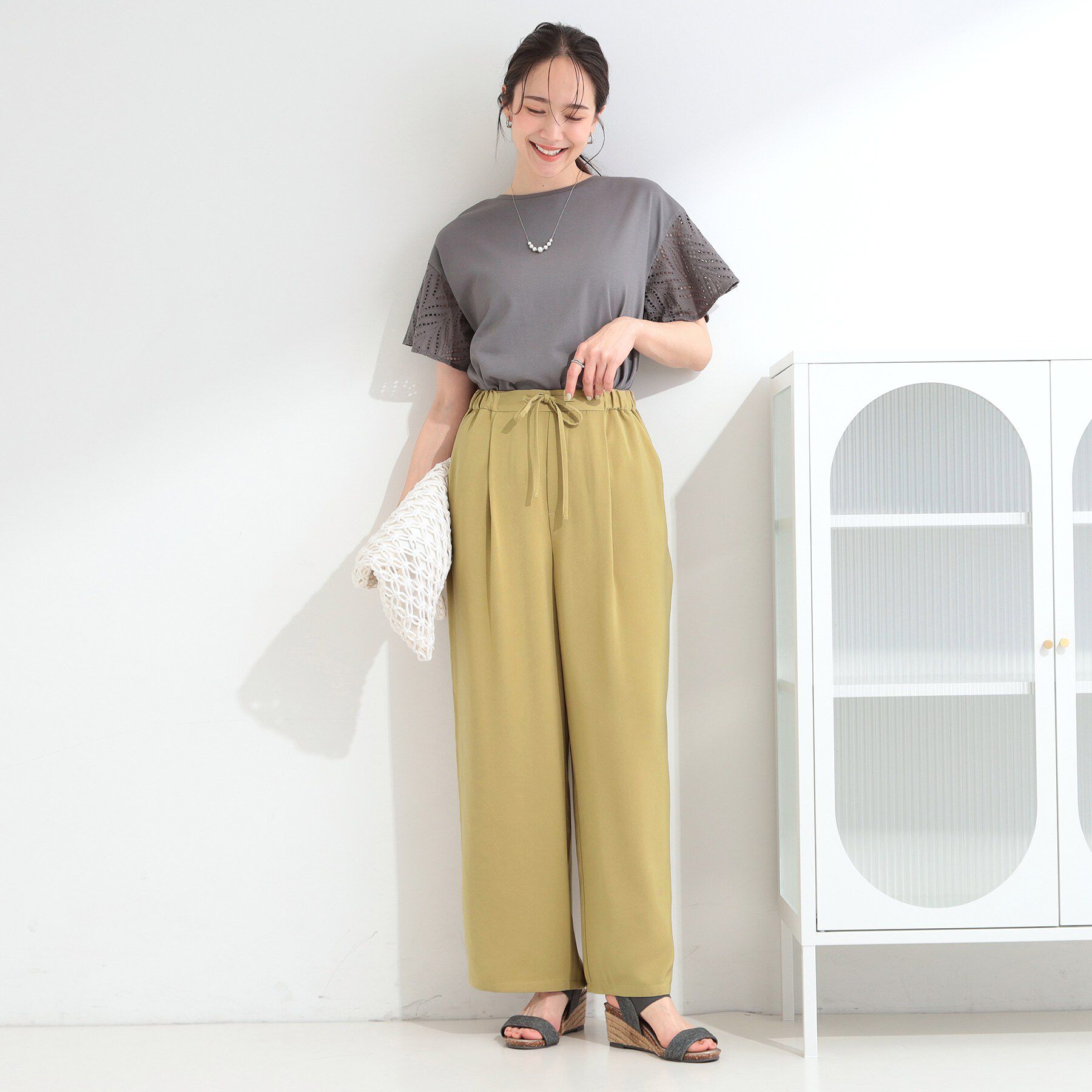 SHOO･LA･RUE「【洗濯機可/S-LL】すっきり楽ちん とろみイージーワイドパンツ」|その他|