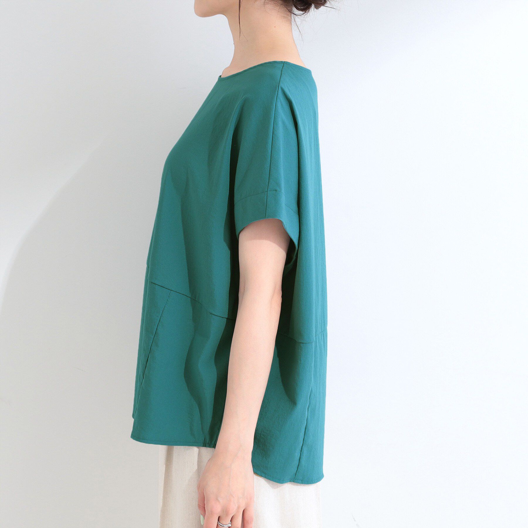 SHOO･LA･RUE「【洗濯機可/セットアップ可】軽凛(かろりん) ひんやり切替コクーントップス」|Tシャツ・カットソー|
