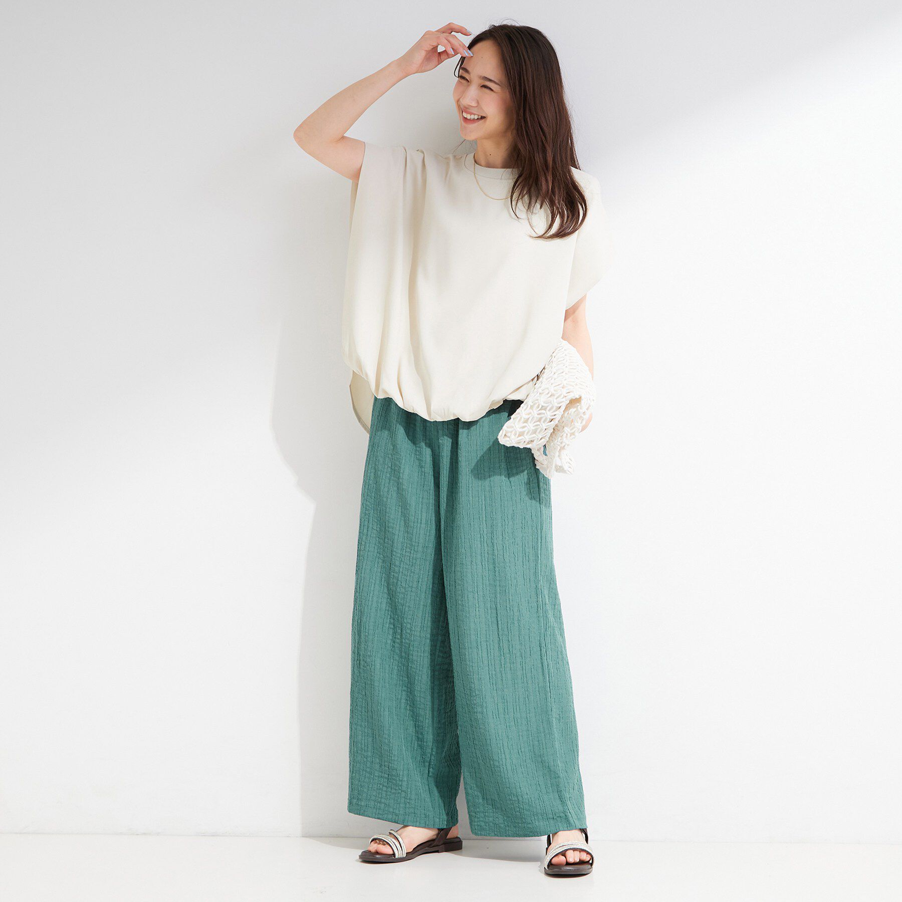 SHOO･LA･RUE「【洗濯機可/体型カバー】インせずこなれる ふんわり裾バルーントップス」|Tシャツ・カットソー|