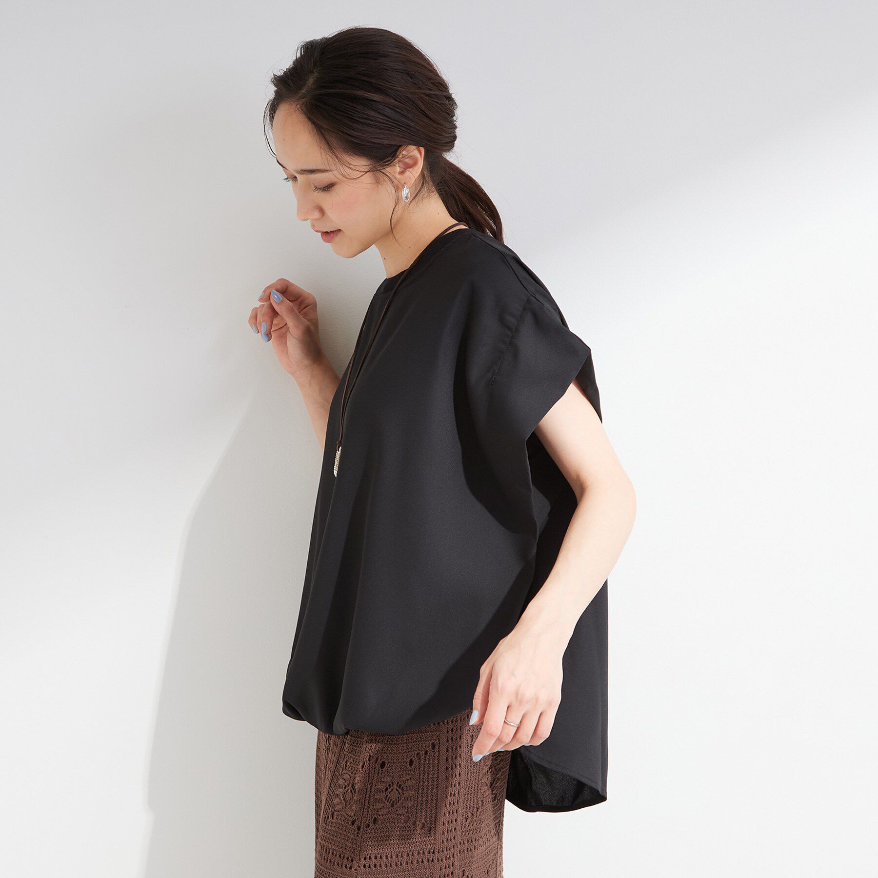SHOO･LA･RUE「【洗濯機可/体型カバー】インせずこなれる ふんわり裾バルーントップス」|Tシャツ・カットソー|