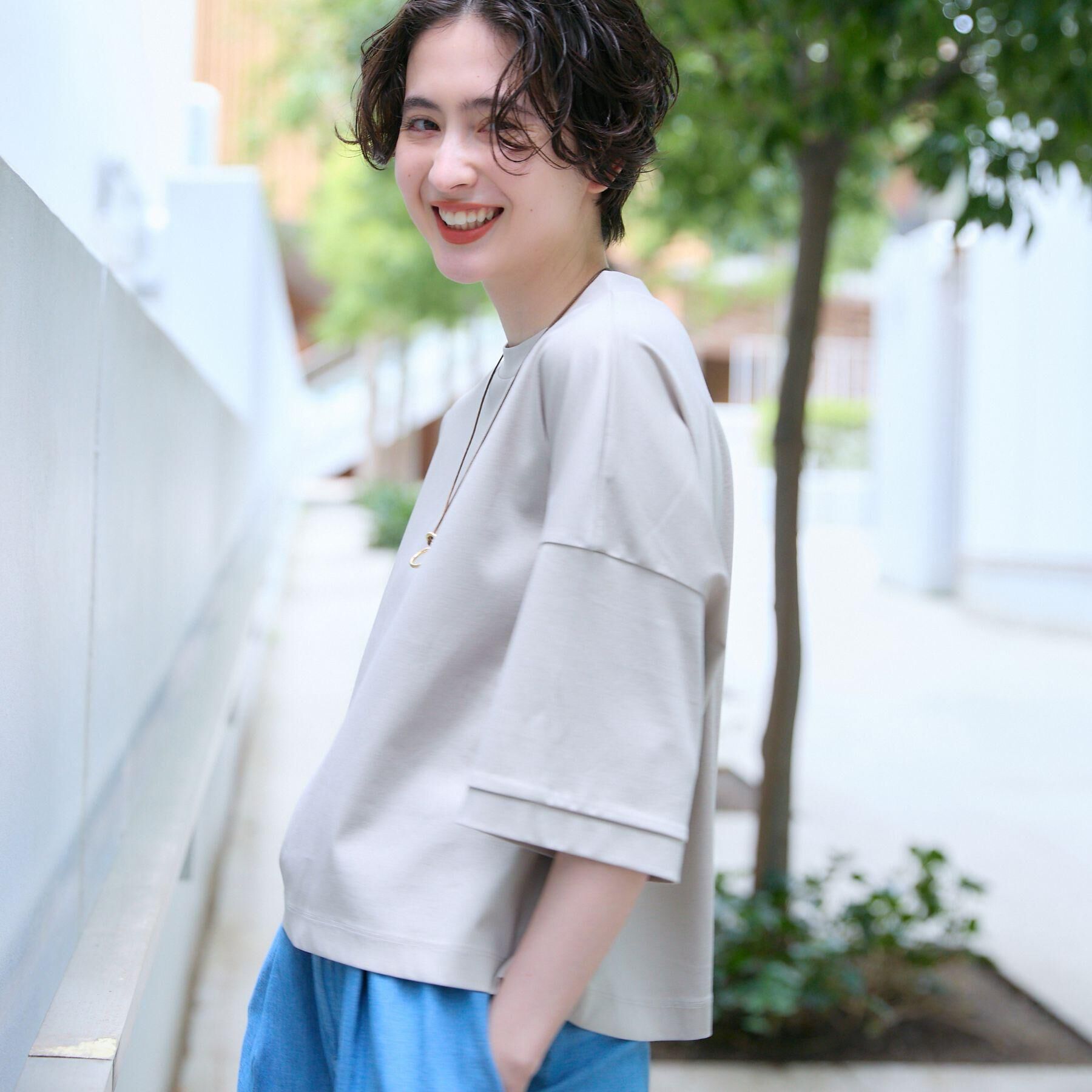 Dessin「【新色追加/体型カバー】美光沢カットソーボクシーシルエット」|Tシャツ・カットソー|