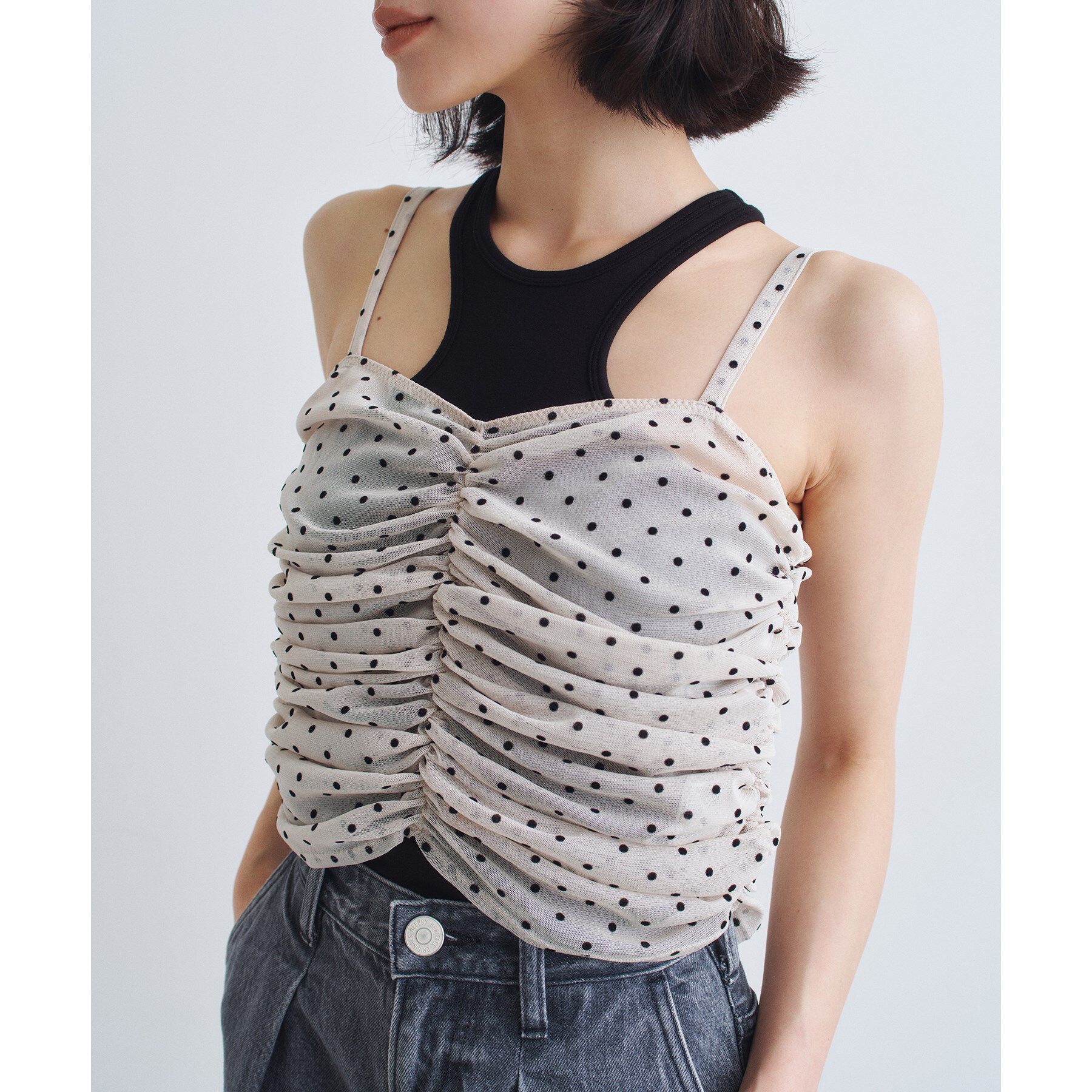 CODE A「tulle dot bustier」|ベスト・ジレ|アイボリー(604)