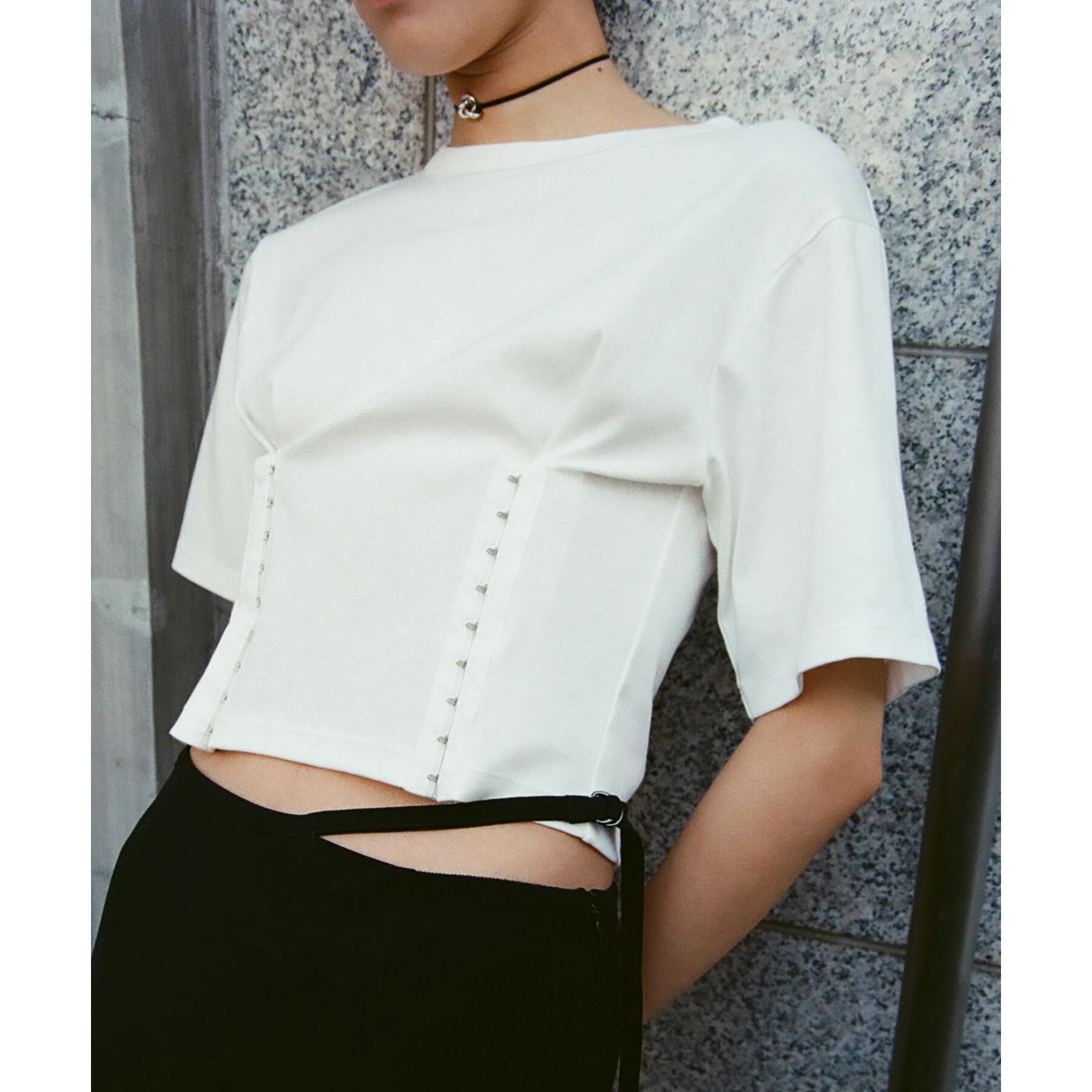 CODE A「corset jersey tee」|Tシャツ・カットソー|ホワイト(001)