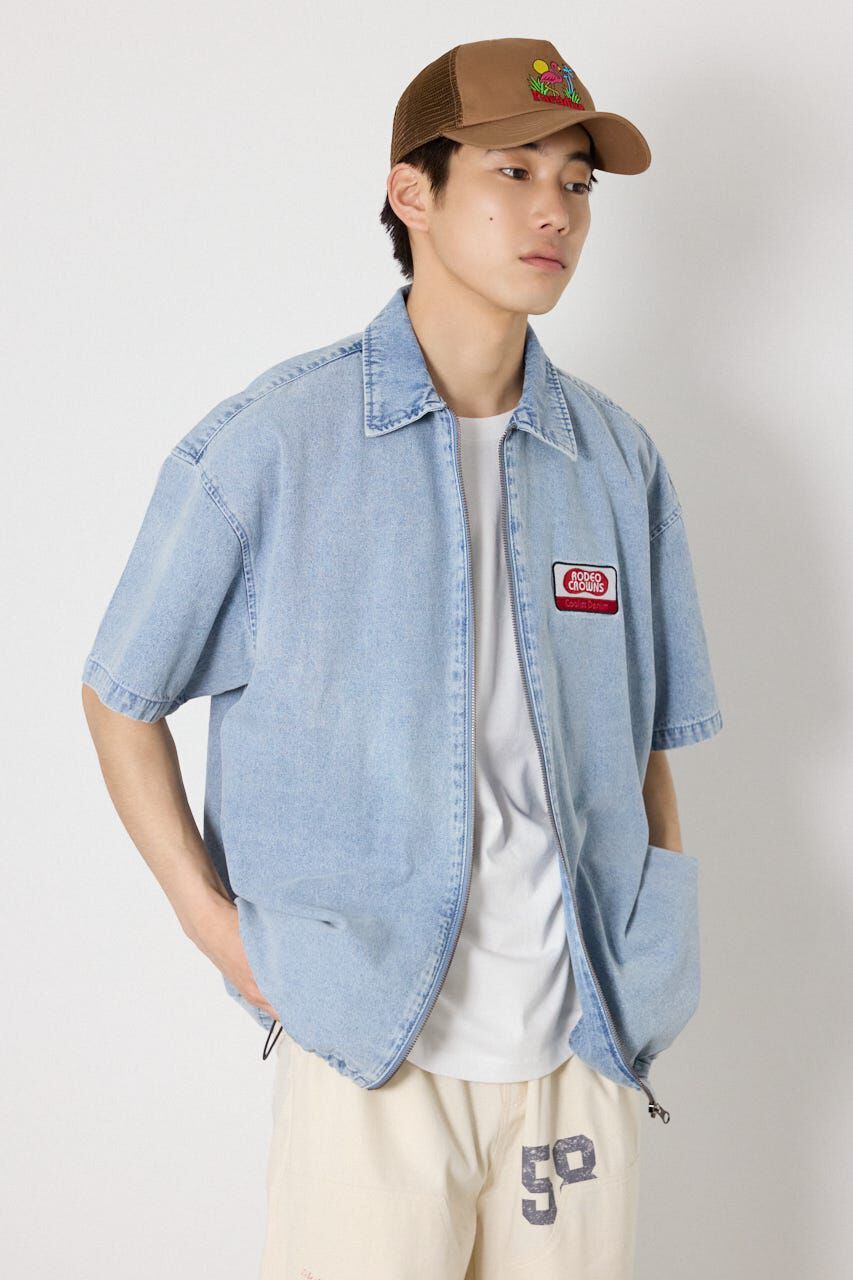 RODEO CROWNS「Coolist Denim ZIPシャツ」|シャツ・ブラウス|L/BLU1
