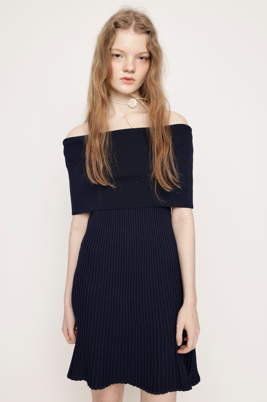 SLY「OFF SHOULDER RIB KNIT ショートワンピース」|ワンピース|