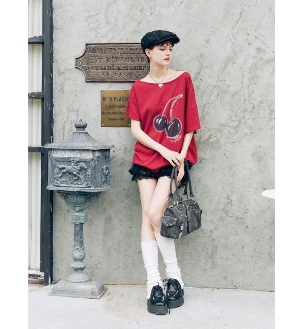 jouetie「チェリーワンショルルーズTシャツ」|Tシャツ・カットソー|