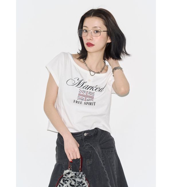 jouetie「ユニオンジャックラインストーンTシャツ」|Tシャツ・カットソー|オフホワイト