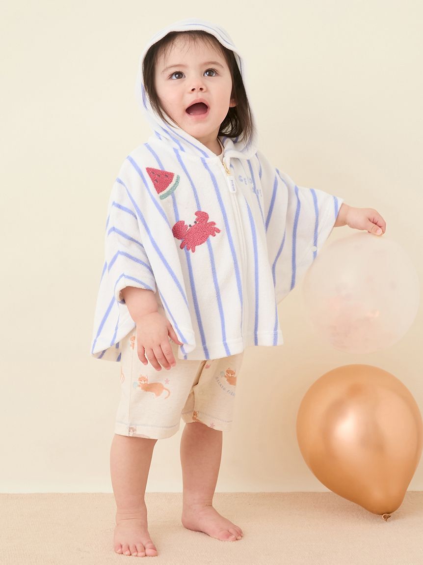 GELATO PIQUE KIDS & BABY「【BABY】【UVカット】ストライプパイルポンチョ」|その他ベビーウェア|