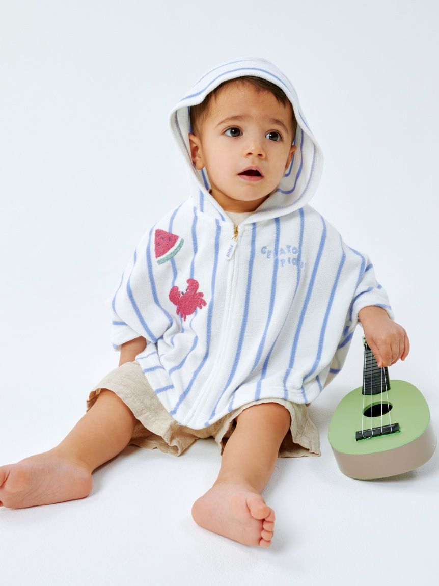 GELATO PIQUE KIDS & BABY「【BABY】【UVカット】ストライプパイルポンチョ」|その他ベビーウェア|BLU