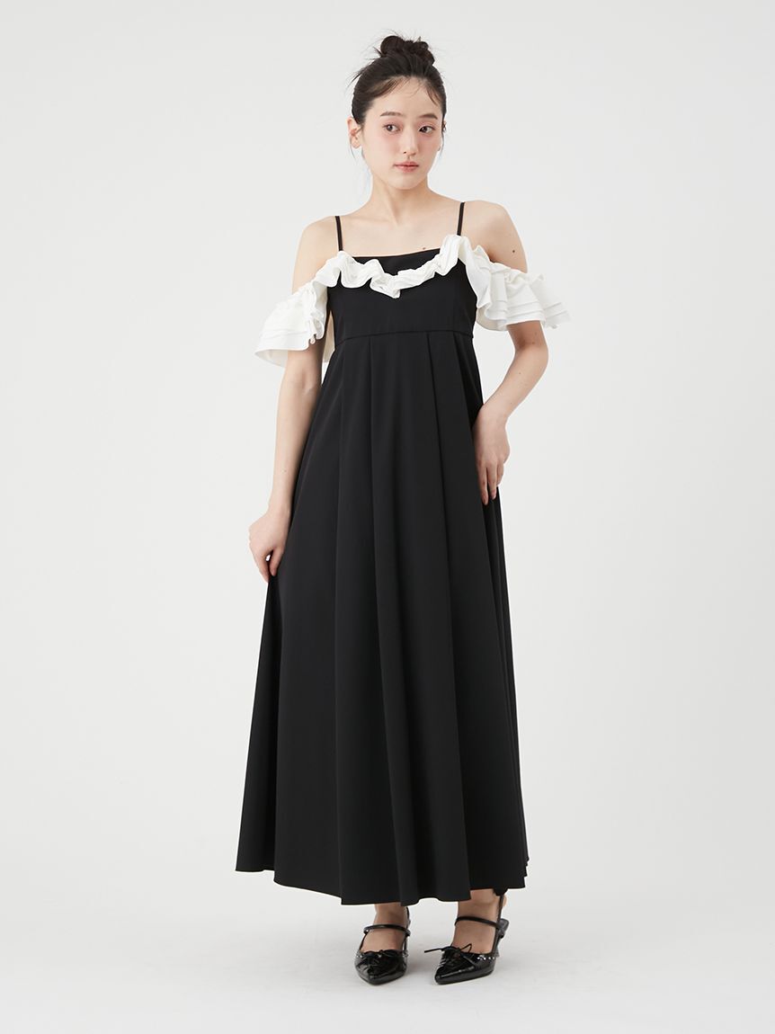 LILY BROWN「【UVカット】フリルボリュームワンピース」|ワンピース|BLK