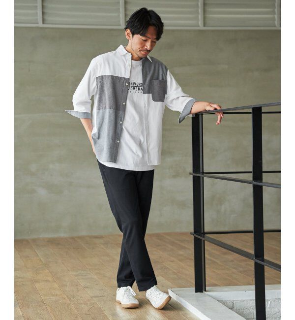 ikka「【MonoMax &times; 小泉孝太郎】7分袖冷感ブロックスシャツ「小泉孝太郎さん着用モデル」」|シャツ・ブラウス|