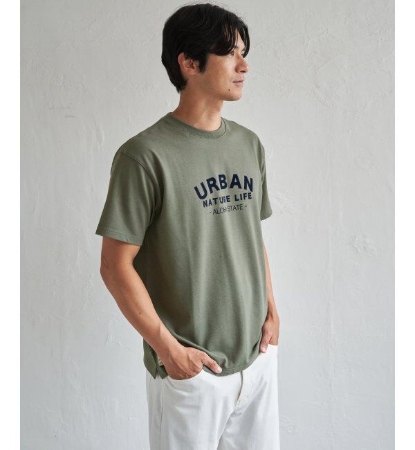 ikka「URBAN NATURE LIFE アーバンネイチャーライフ 鹿の子フロッキープリントTシャツ」|Tシャツ・カットソー|
