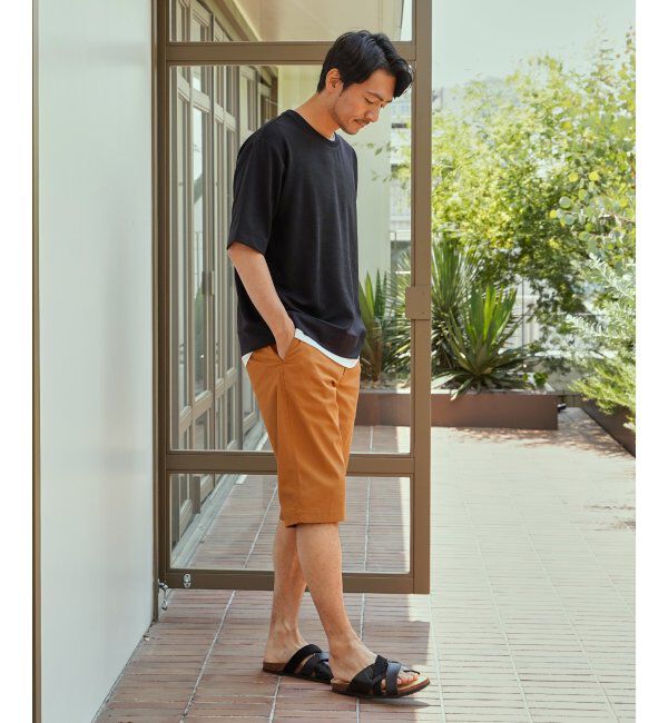 ikka「冷感DRYリップル5分袖Tシャツ」|Tシャツ・カットソー|