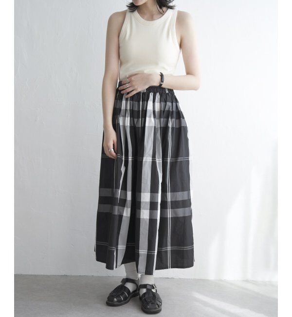 VENCE share style「タフタチェックギャザースカート」|スカート|