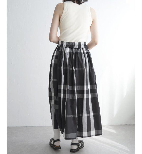 VENCE share style「タフタチェックギャザースカート」|スカート|