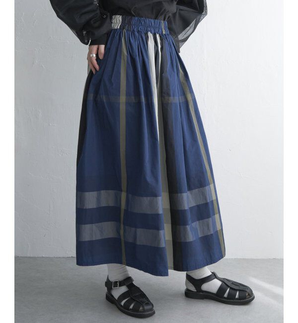 VENCE share style「タフタチェックギャザースカート」|スカート|