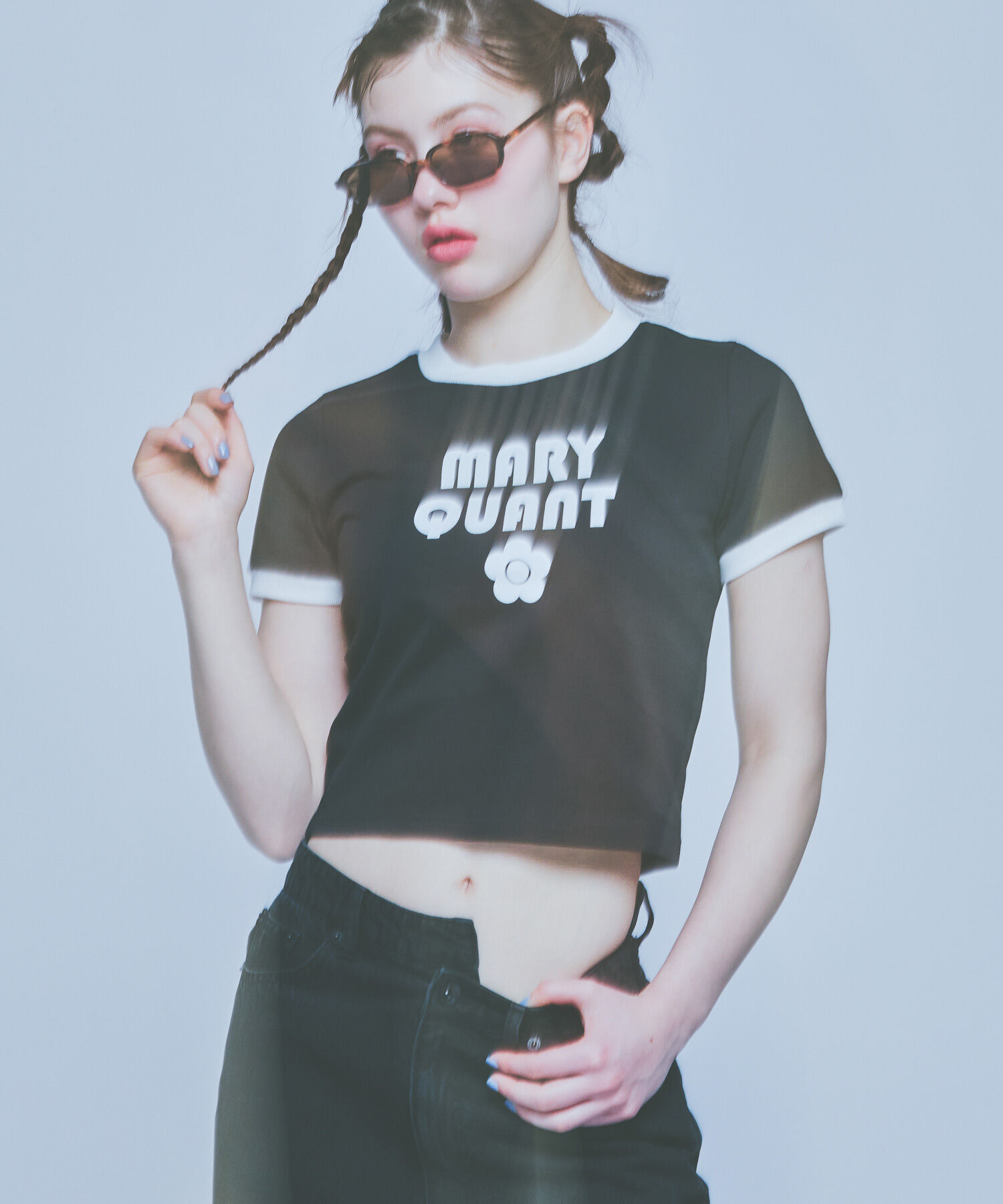 MARY QUANT「コンパクトリンガー Tシャツ」|Tシャツ・カットソー|ブラック