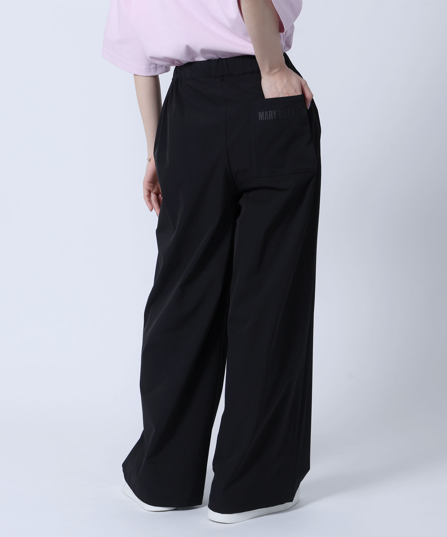 MARY QUANT「ストレッチワイド パンツ」|スラックス|ブラック
