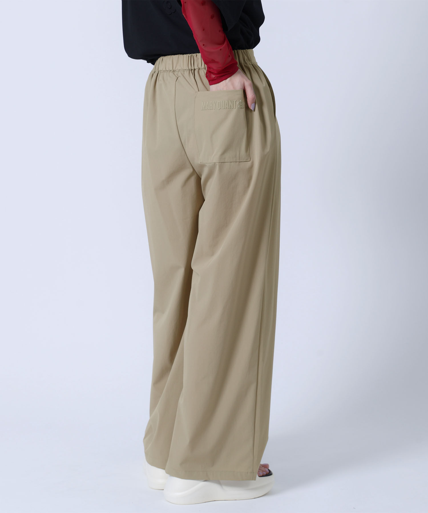 MARY QUANT「ストレッチワイド パンツ」|スラックス|ベージュ