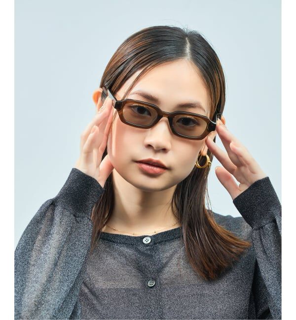 「[黒石奈央子さん ｺﾗﾎﾞ] Zoff｜Naoko Kuroishi サングラス | 横長 黒縁フレーム 紫外線対策 UVカット 」|サングラス|