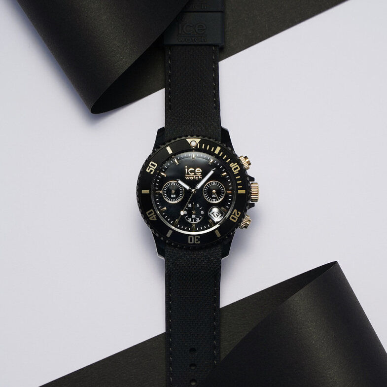 ICE-WATCH「〈ICE-WATCH(ｱｲｽｳｫｯﾁ)〉ICE chrono ﾌﾞﾗｯｸｺﾞｰﾙﾄﾞ ﾐﾃﾞｨｱﾑ」|腕時計|BLACK