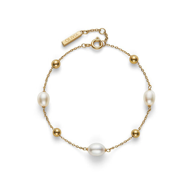 OLIVIA BURTON 「〈OLIVIA BURTON(ｵﾘﾋﾞｱﾊﾞｰﾄﾝ)〉ﾄﾚﾝﾄﾞ ﾊﾞｲｻﾞｼｰ ﾊﾟｰﾙ ﾋﾞｰｽﾞ ｺﾞｰﾙﾄﾞﾌﾞﾚｽﾚｯﾄ」|ブレスレット・バングル|YELLOW GOLD