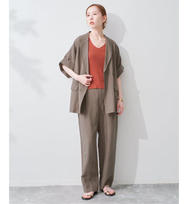 SLOBE IENA「《セットアップ対応可/追加》リネン混ハーフスリーブジャケット」|その他|
