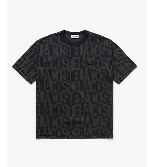 LACOSTE「クールマックスブランドネームロゴ総柄Tシャツ」|Tシャツ・カットソー|ブラック