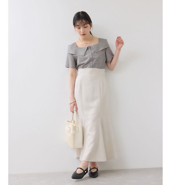 VIS「【夏トク価格】オフショルライクハーフスリーブブラウス/イージーケア」|シャツ・ブラウス|