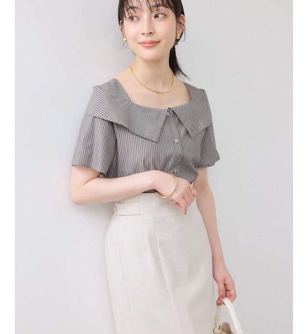 VIS「【夏トク価格】オフショルライクハーフスリーブブラウス/イージーケア」|シャツ・ブラウス|