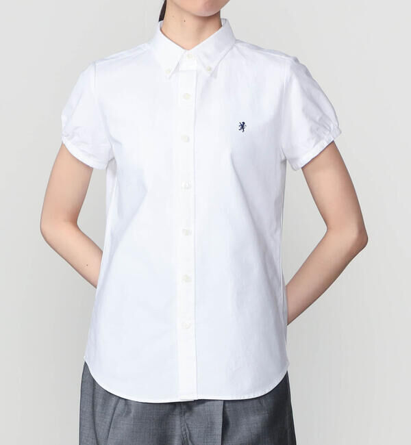 GYMPHLEX「Gymphlex | オックスフォード フレンチスリーブシャツ WOMEN」|シャツ・ブラウス|WHITE