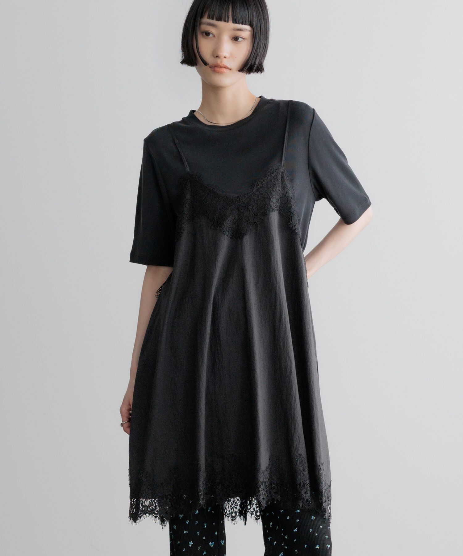 LOWRYS FARM「ビンテージレースミニワンピース」|ワンピース|BLK