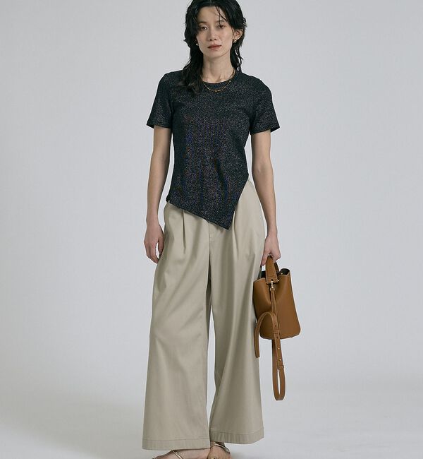 qualite「【大人ラメ&times;スリット】ラメテレコTシャツ」|Tシャツ・カットソー|